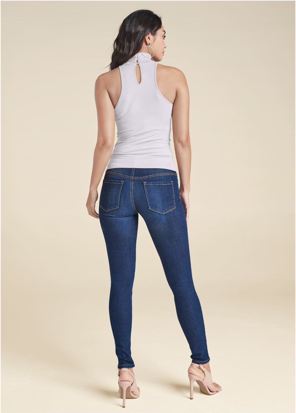 Venus Mock-Neck Seamless Top in White