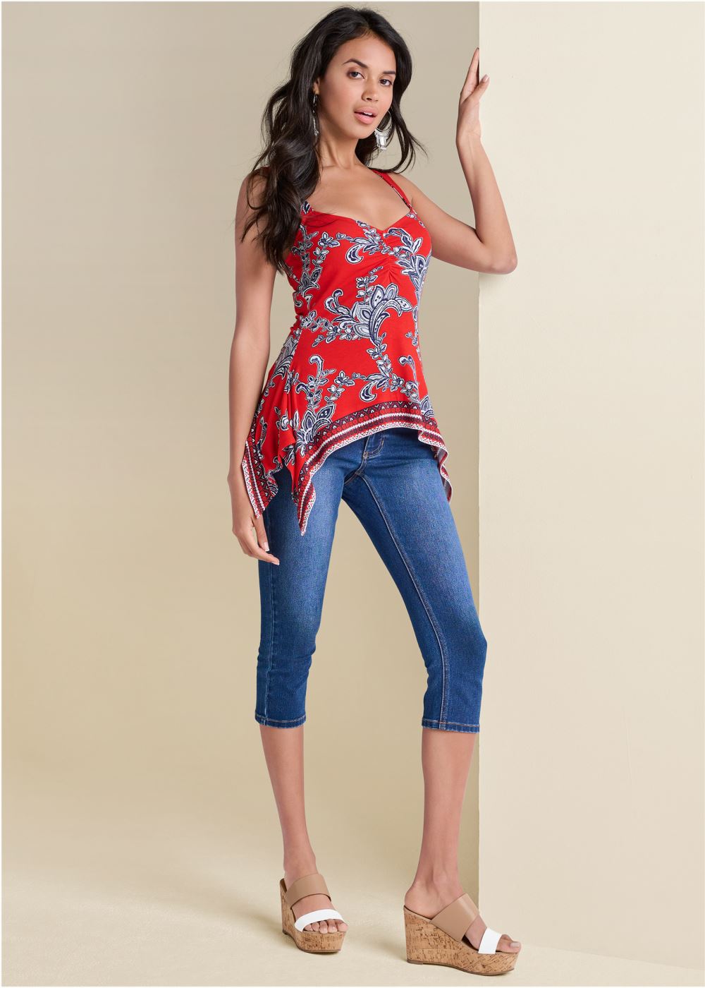 Venus Paisley And Patriotic Tank in Red And Blue