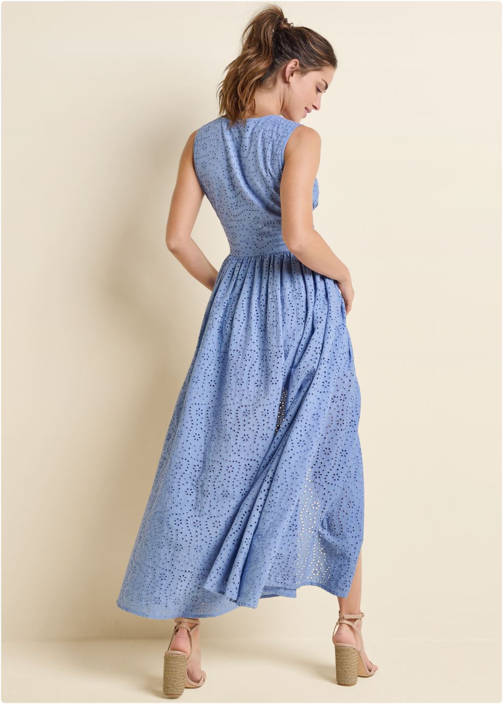 Venus Eyelet Maxi Top in Periwinkle