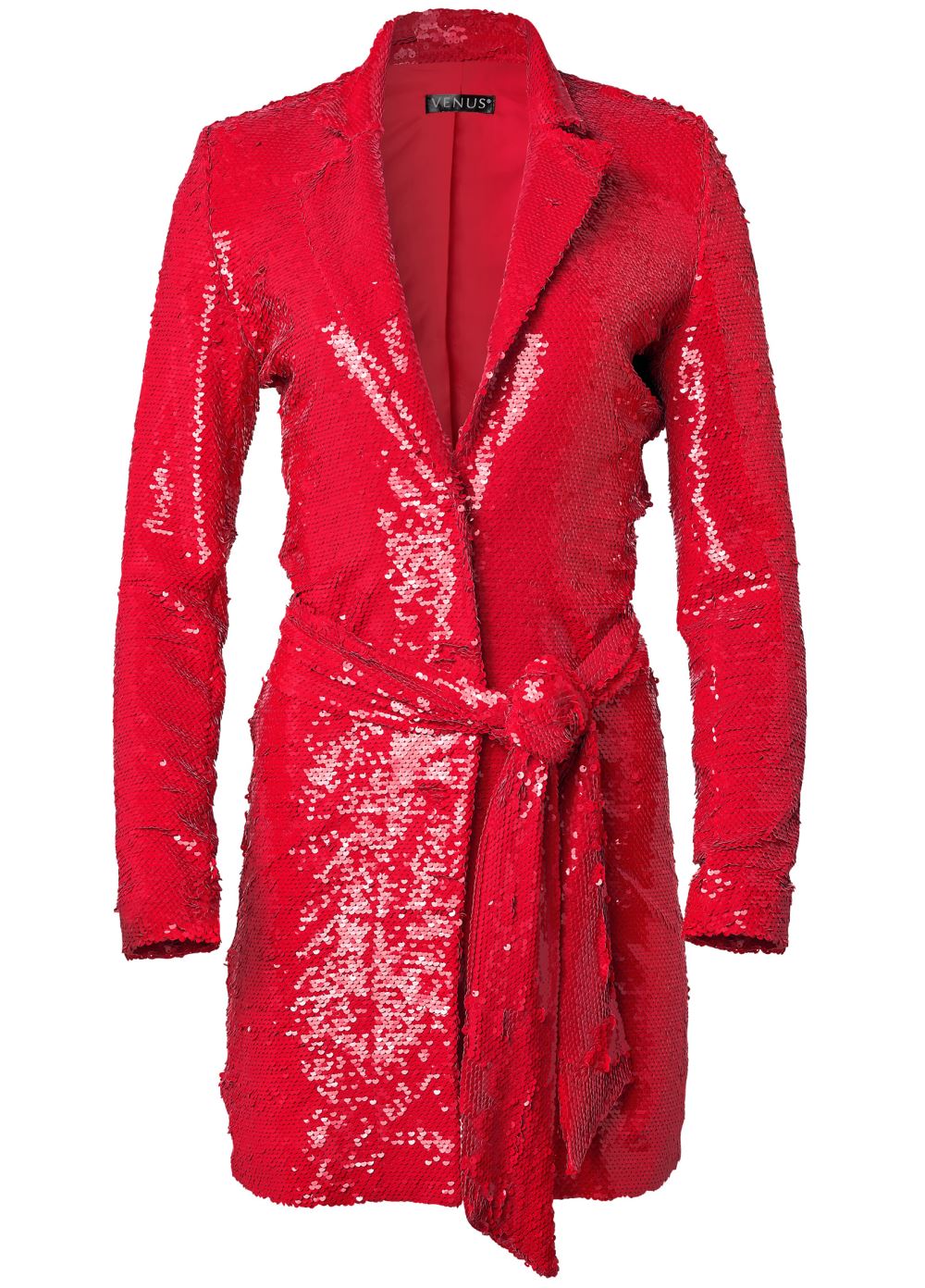 Venus Allover Sequin Blazer in Red