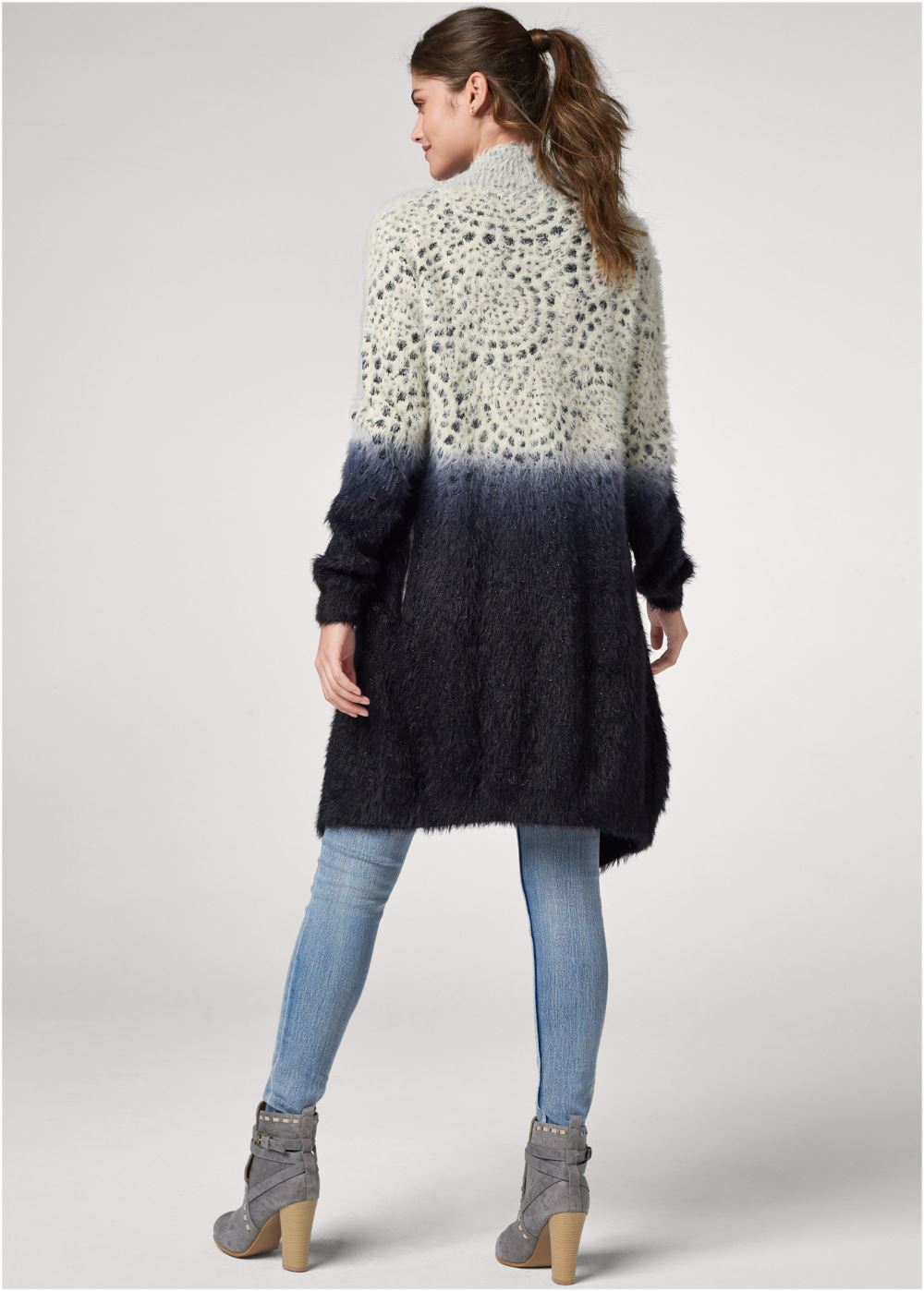Venus VENUS | Ombre Eyelash Cardigan in White Multi