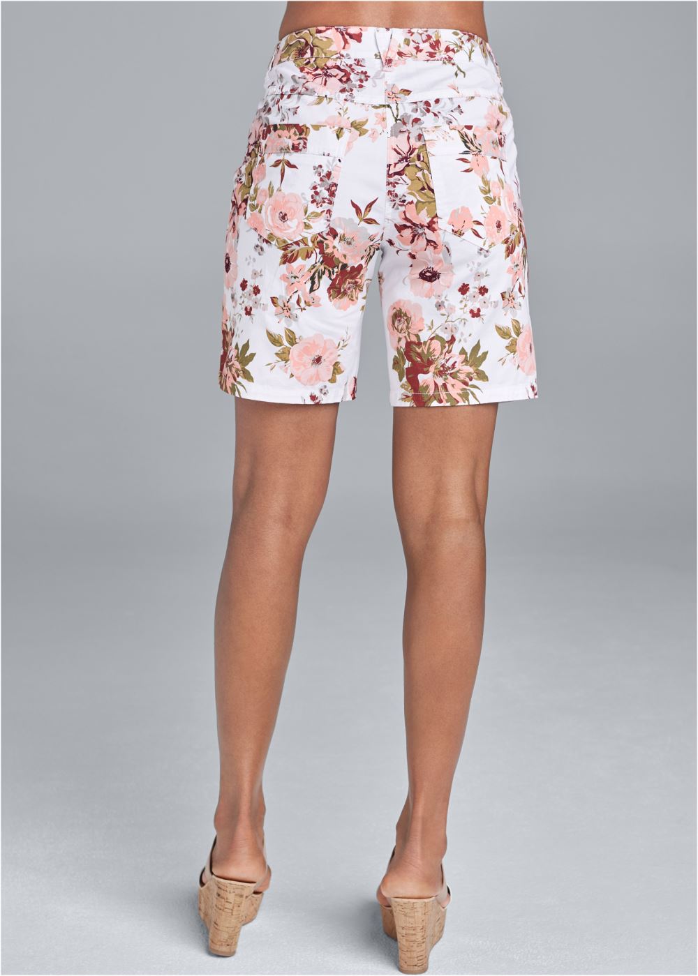 Venus Rolled Cuff Shorts - White Multi