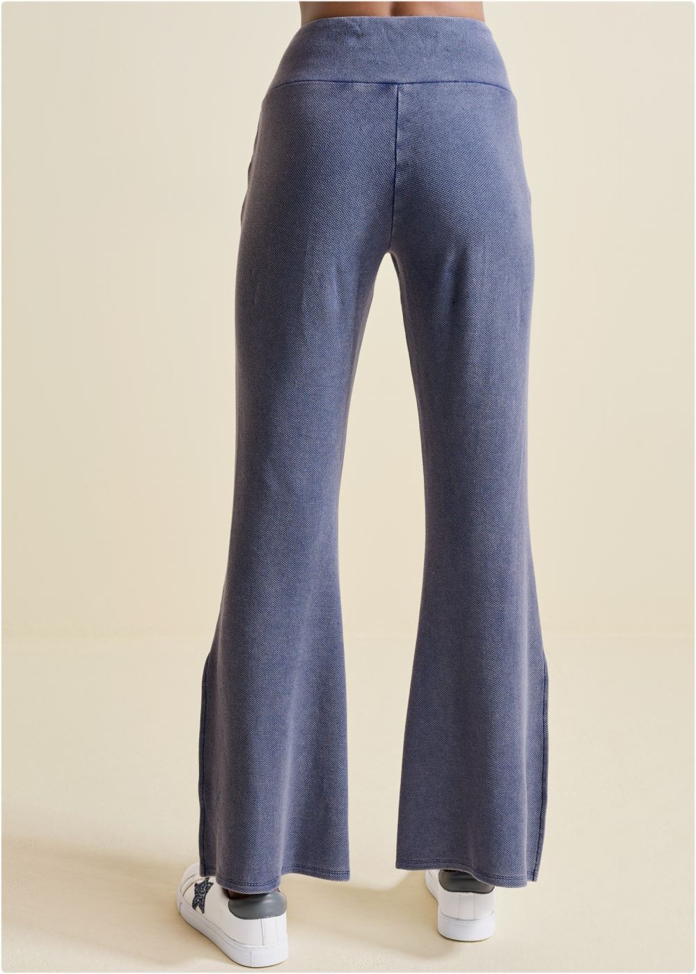 Venus Washed Slit Flare Leg Pants in Dark Blue