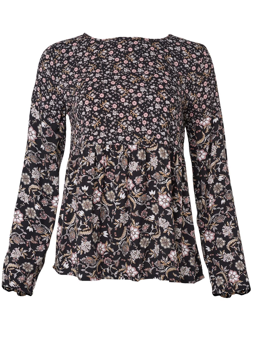 Venus Floral Printed Top in Black Multi