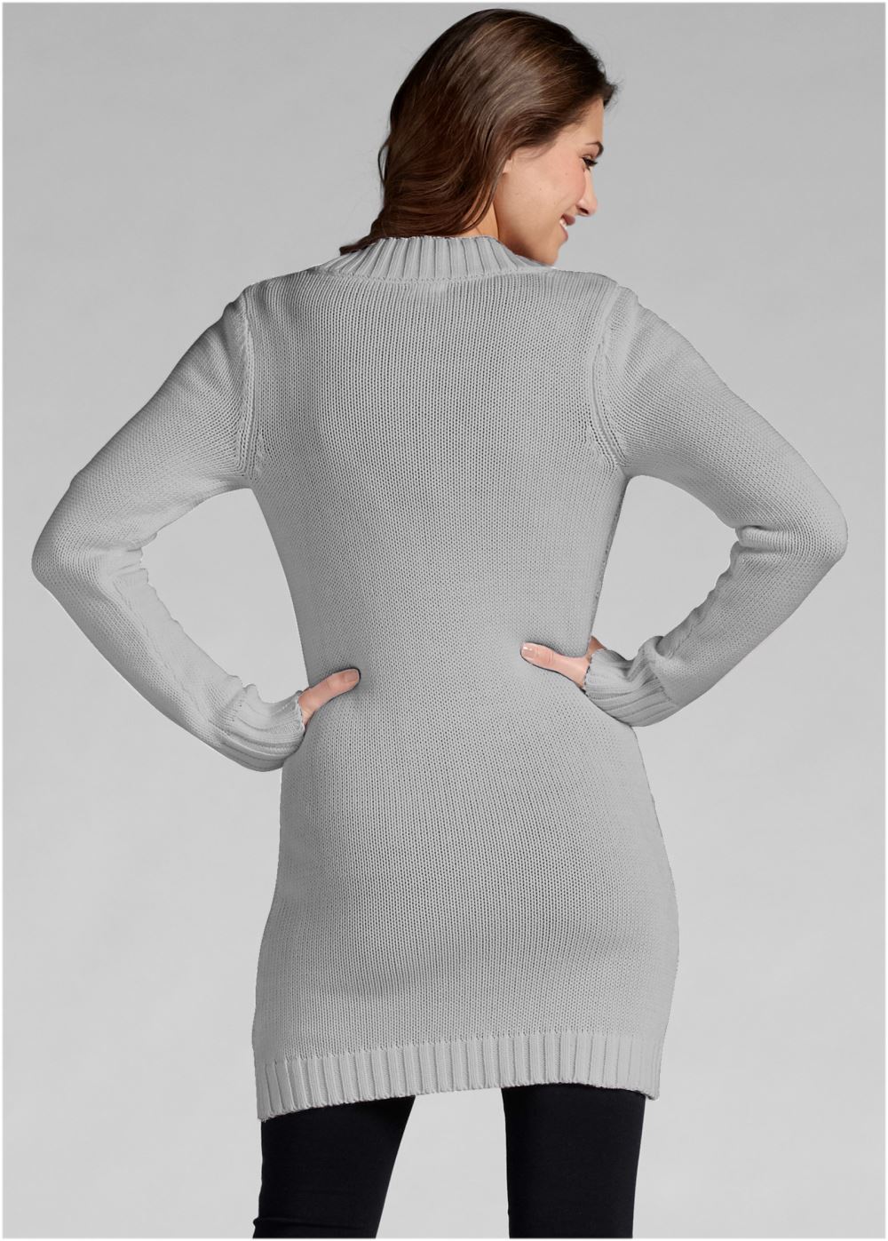 Venus VENUS | Button-Front Knit Cardigan in Light Grey