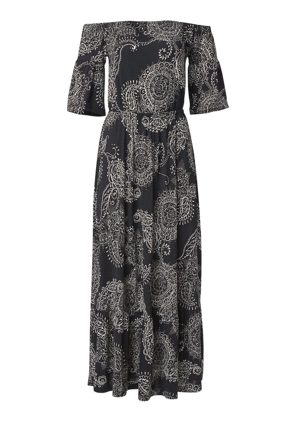 Venus Off-The-Shoulder Maxi Dress - Black Multi