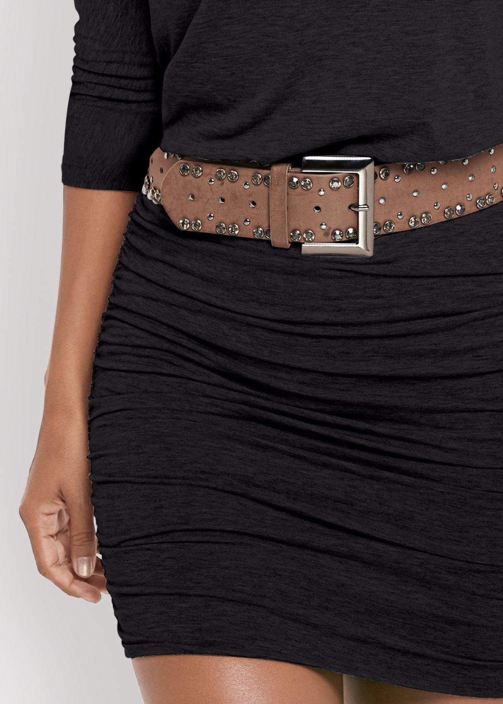 Venus Ruched Detail Dress - Black