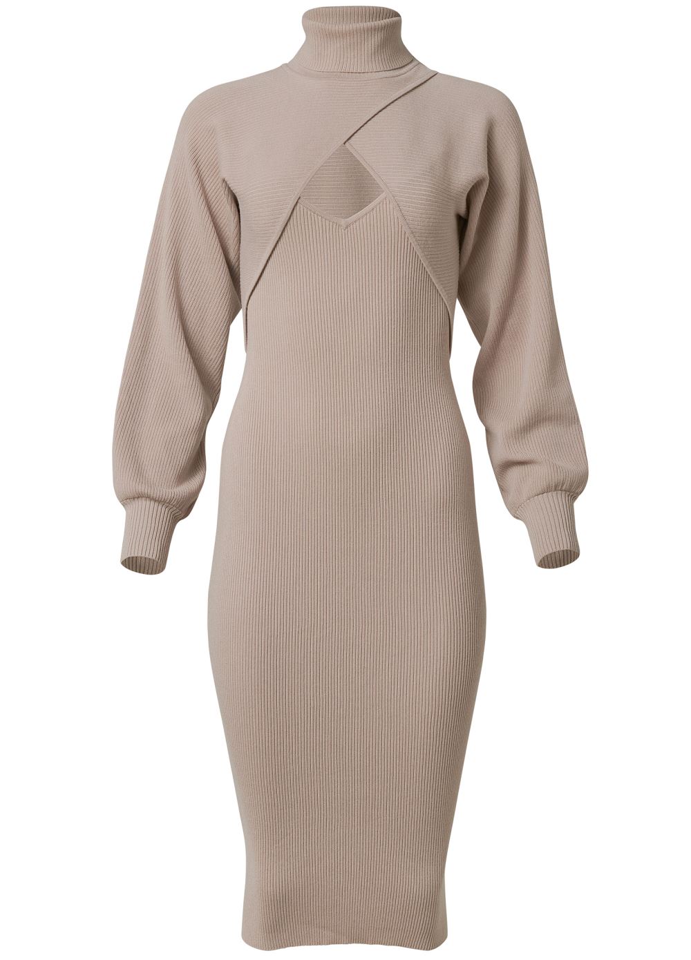 Venus Shrug Detail Sweater Dress - Taupe