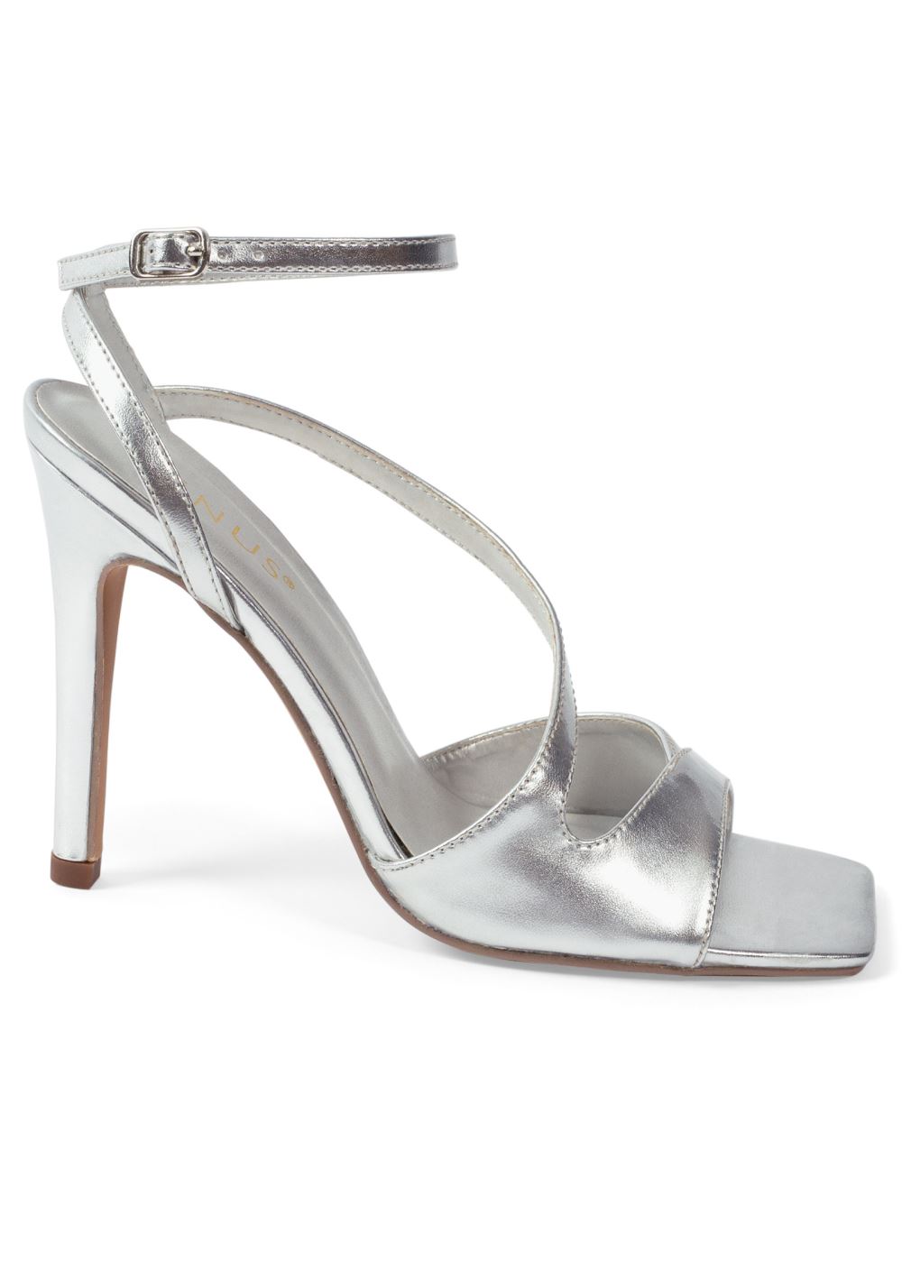 Venus Strappy Wrap Heels in Silver