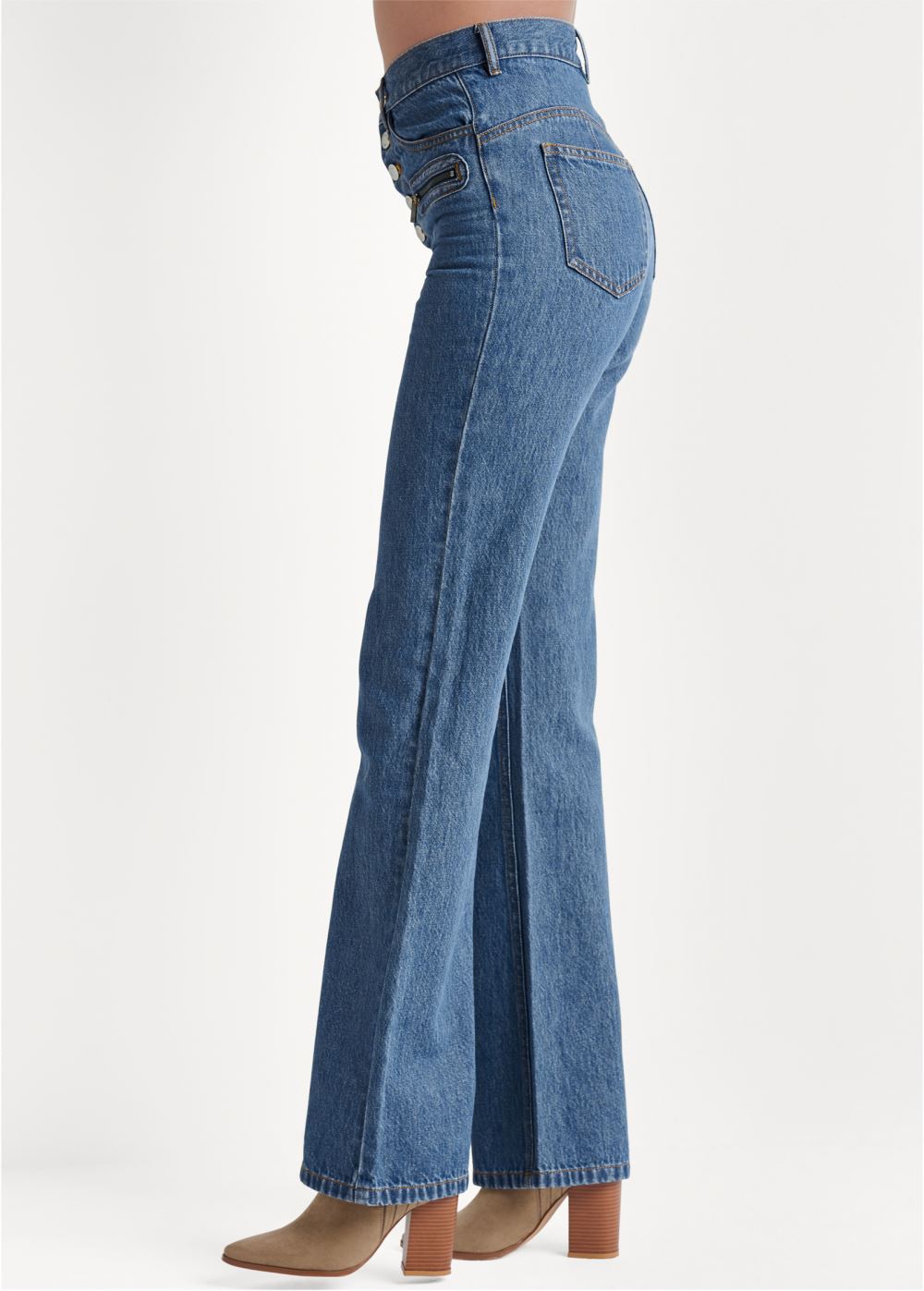 Venus Medium Wash BUTTON FLY RELAXED LEG JEANS
