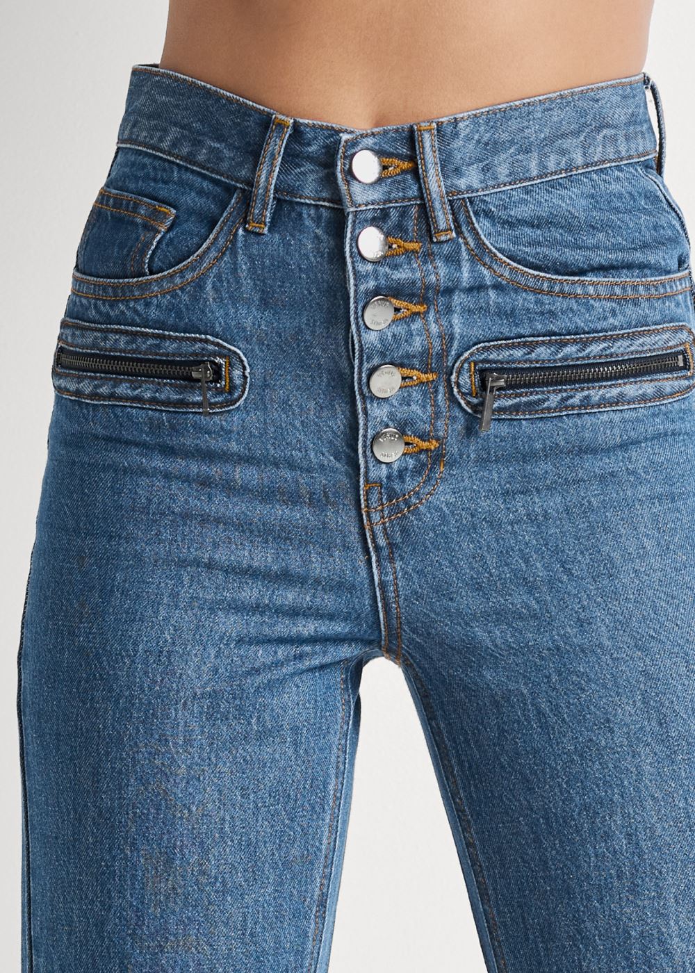 Venus Medium Wash BUTTON FLY RELAXED LEG JEANS