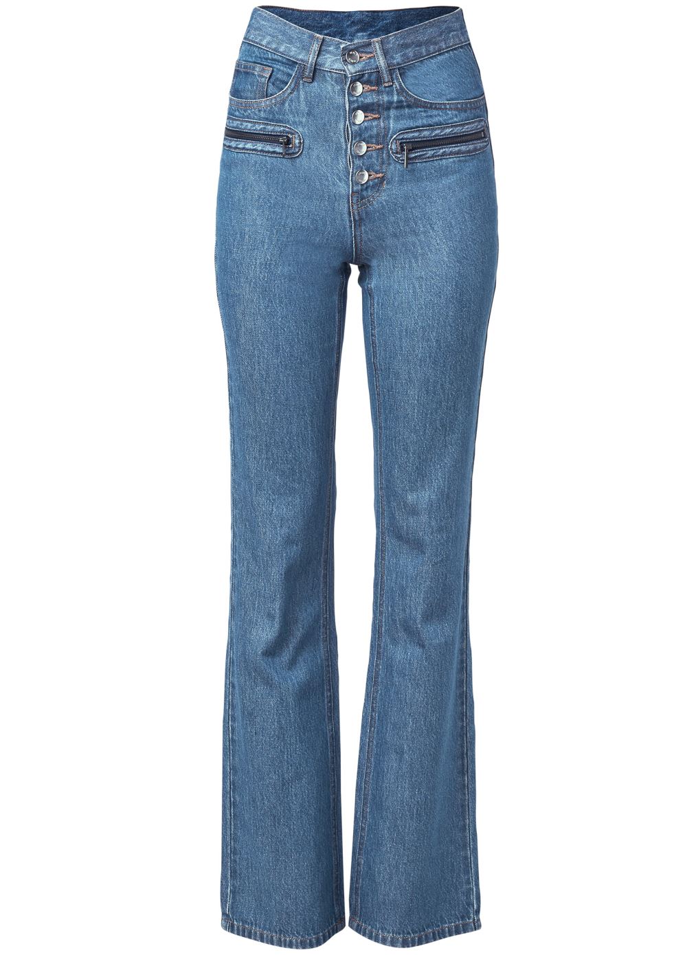Venus Medium Wash BUTTON FLY RELAXED LEG JEANS