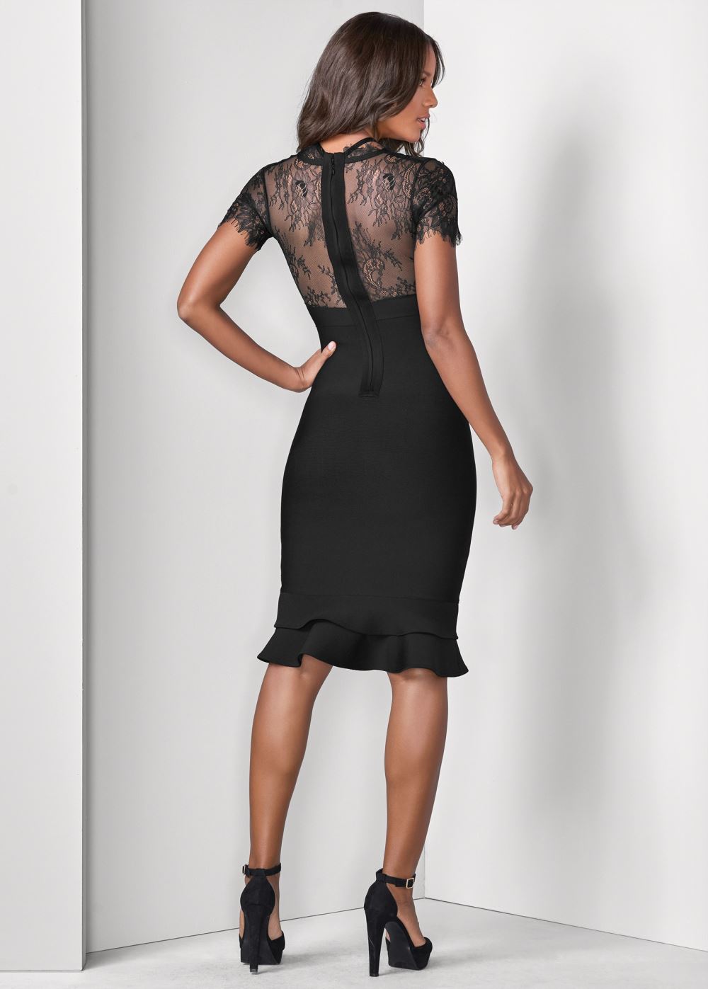 Venus Bandage Strappy Dress - Black