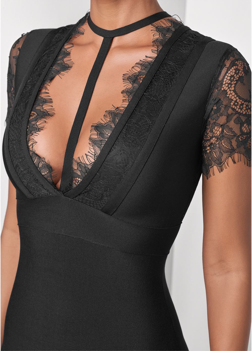 Venus Bandage Strappy Dress - Black