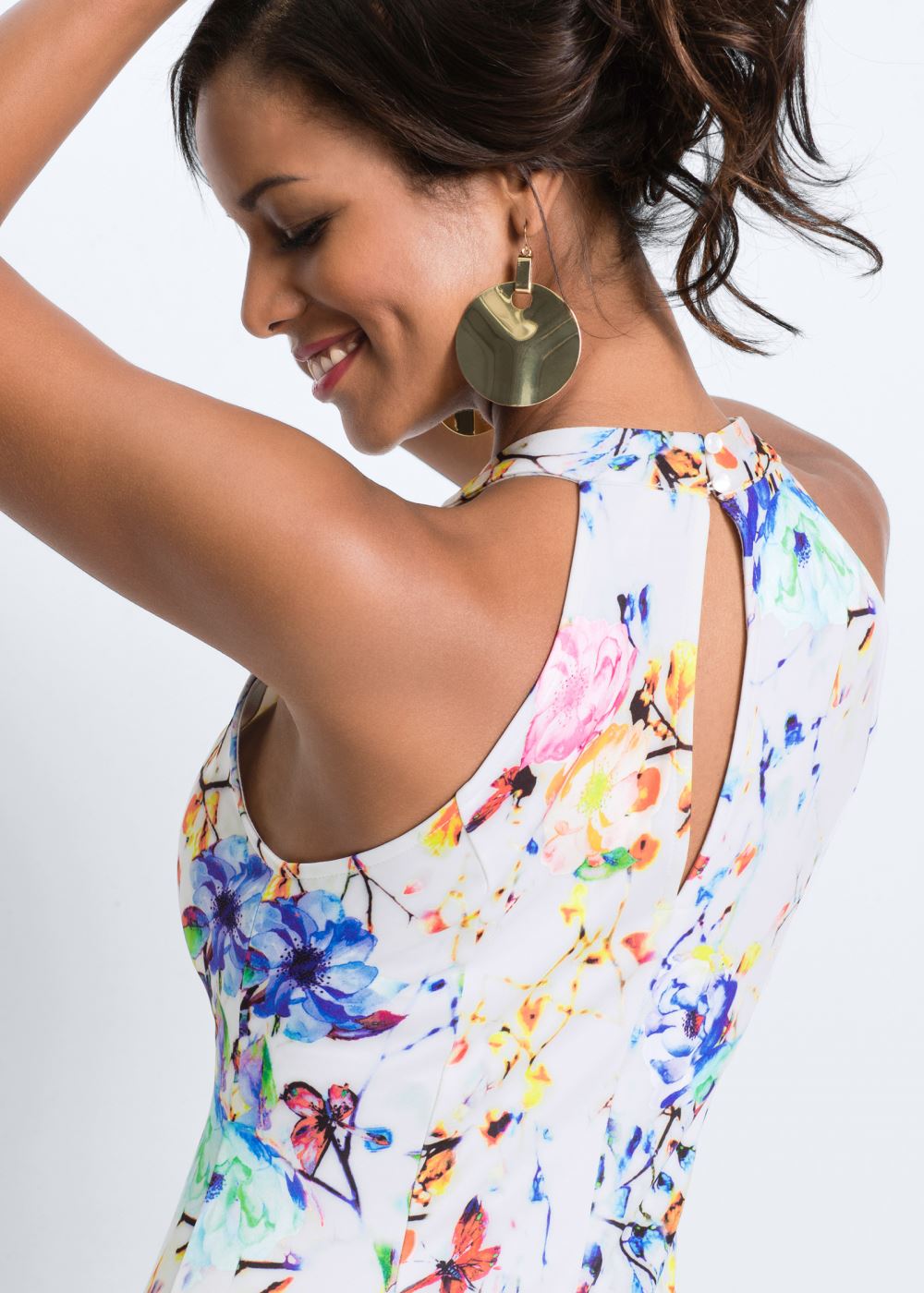 Venus Floral Bodycon Dress - White Multi