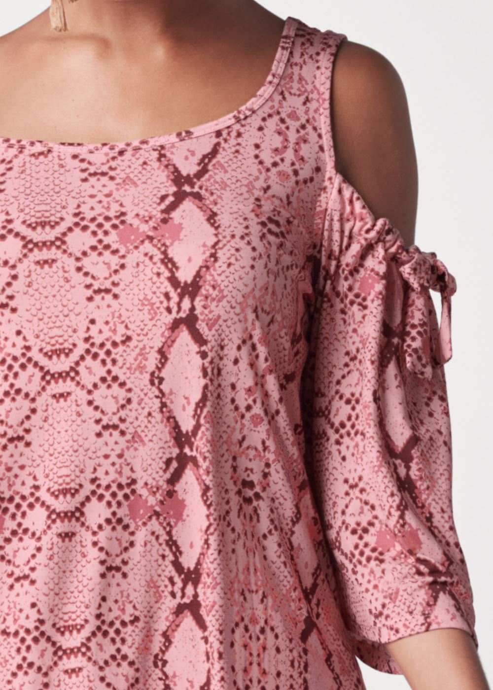 Venus Paradise Python Cold-Shoulder Top in Pink Multi