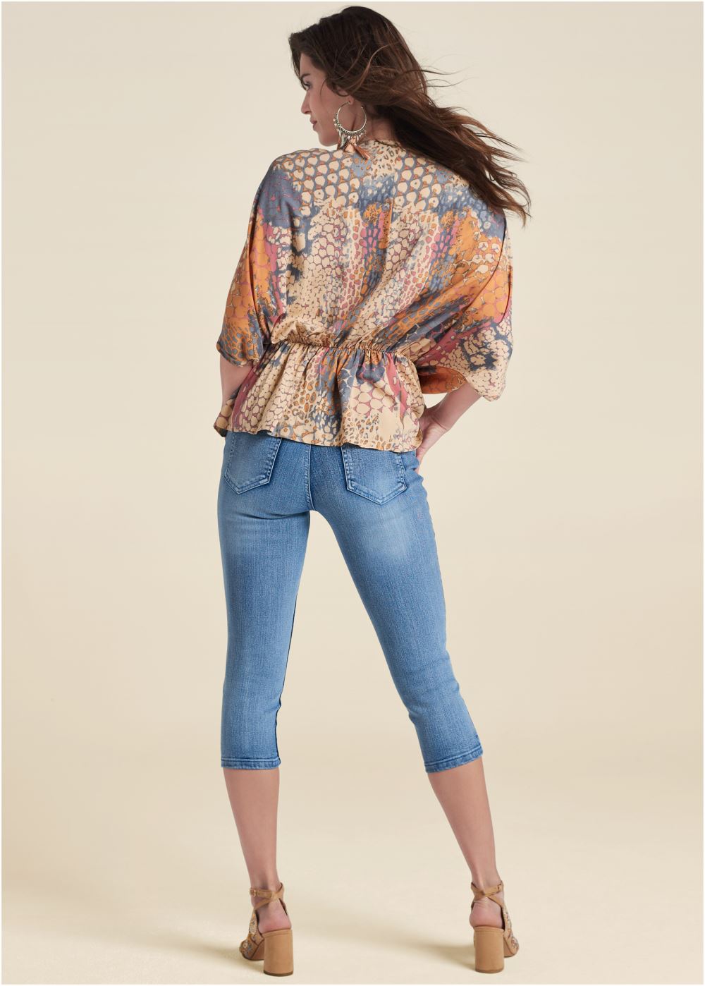 Venus Abstract Mirage Printed Top in Orange Multi