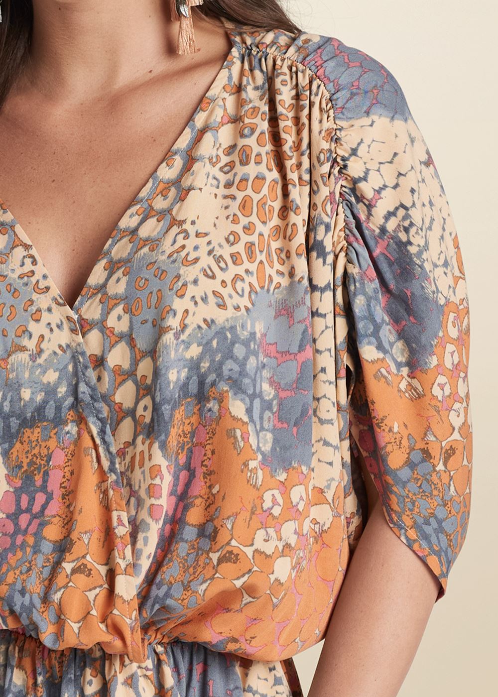 Venus Abstract Mirage Printed Top in Orange Multi