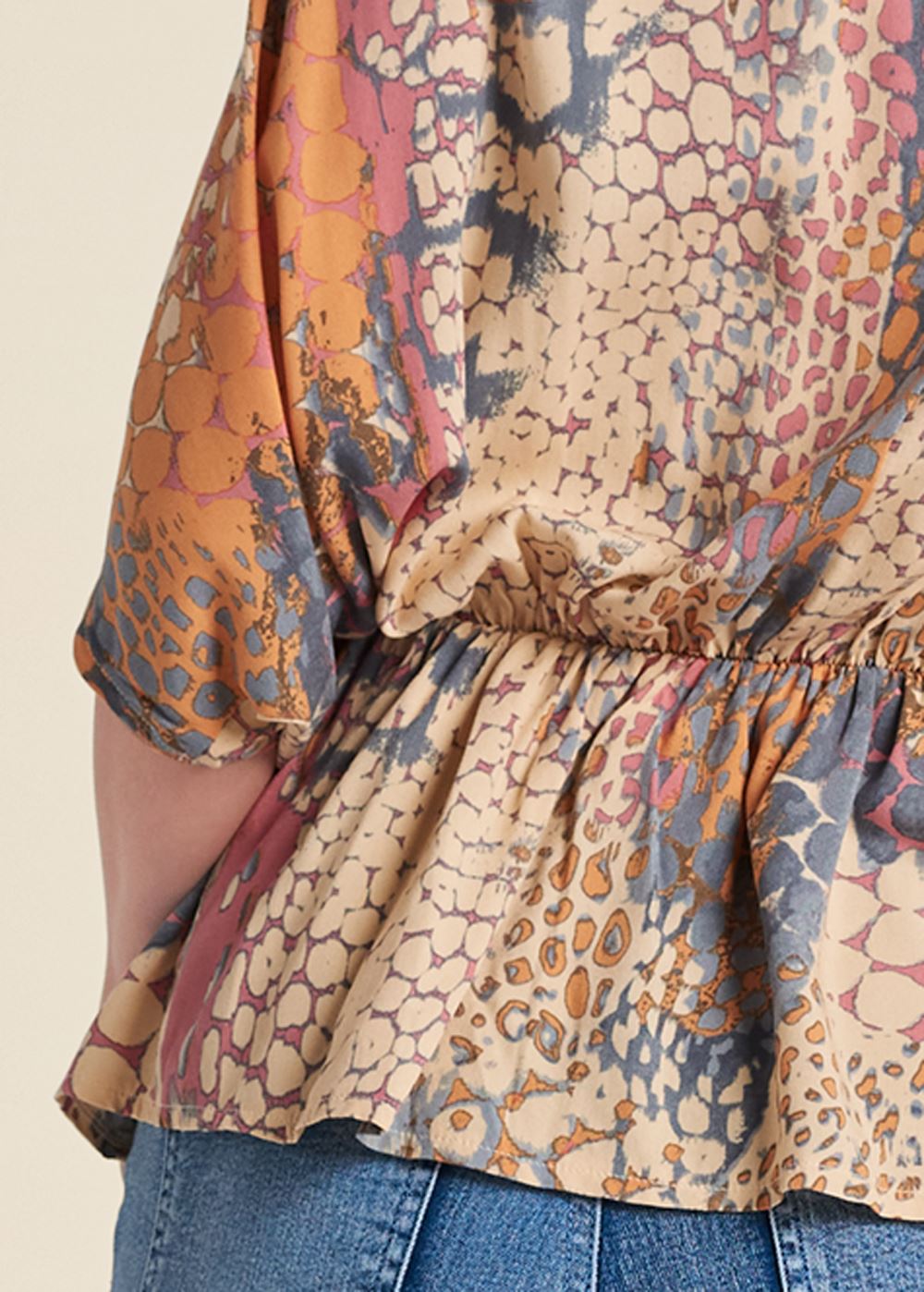 Venus Abstract Mirage Printed Top in Orange Multi