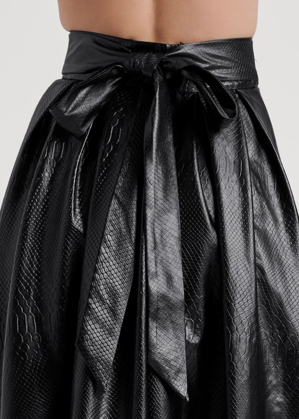 Venus Faux Leather Ballroom Skirt - Black