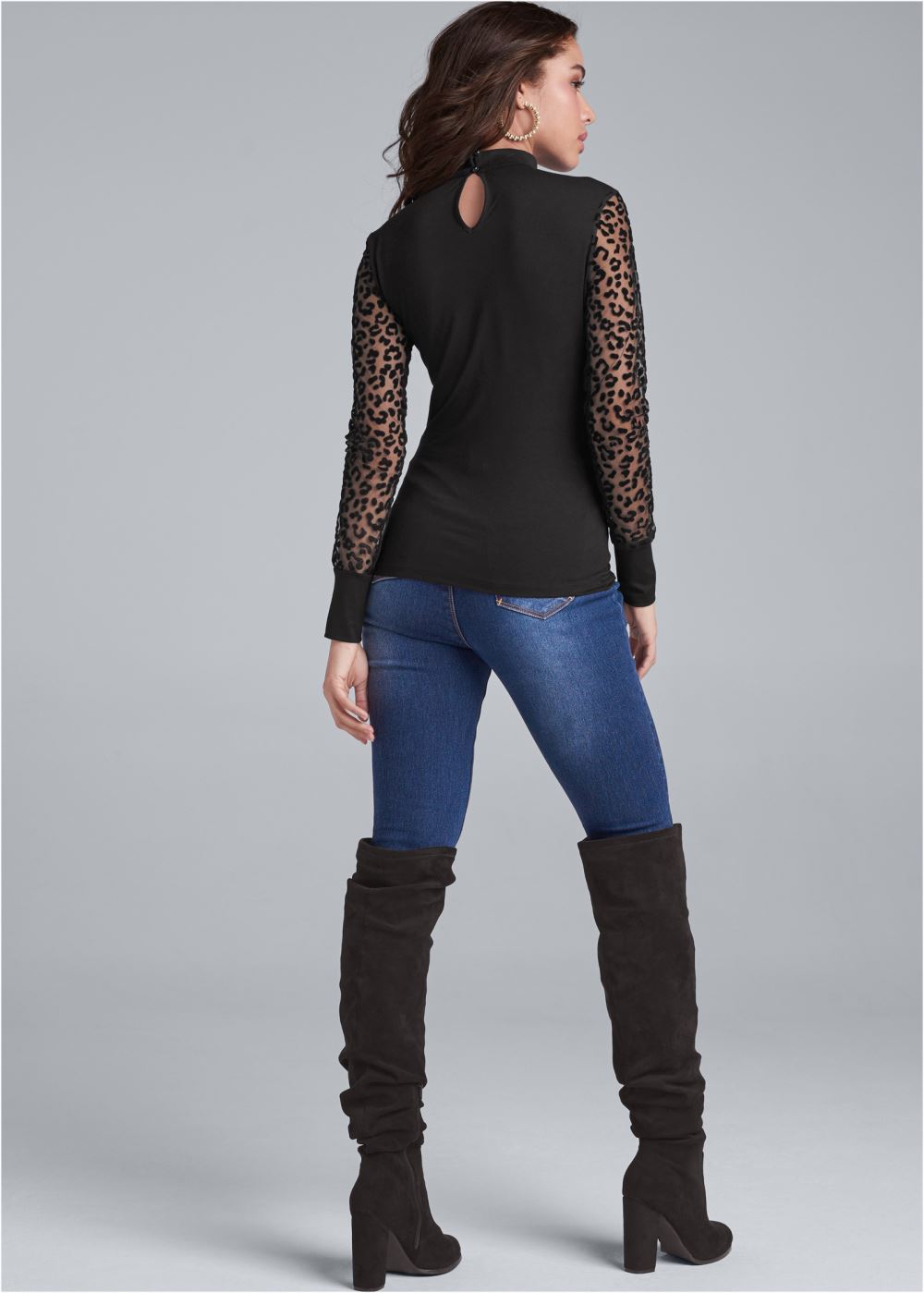 Venus Mesh Detail Top in Black