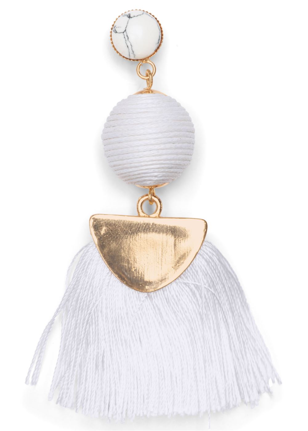 Venus Fringe Drop Earrings in White