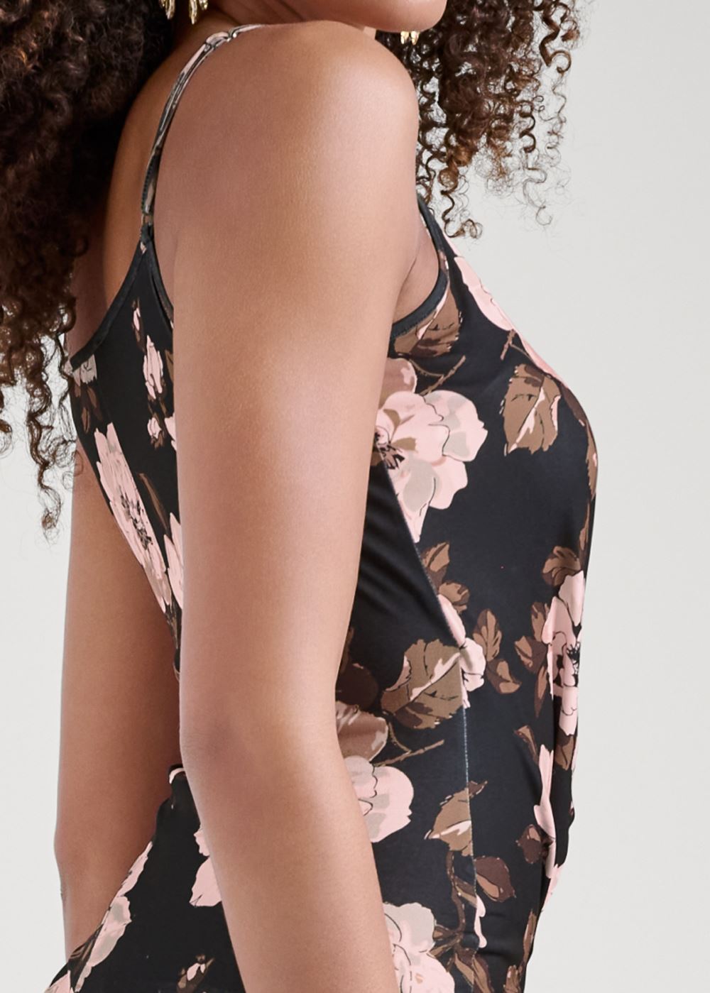 Venus Surplice Fall Floral Mini Dress - Black Multi