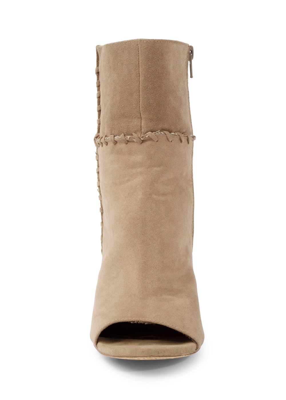 Venus Whipstitch Peep Toe Booties in Taupe