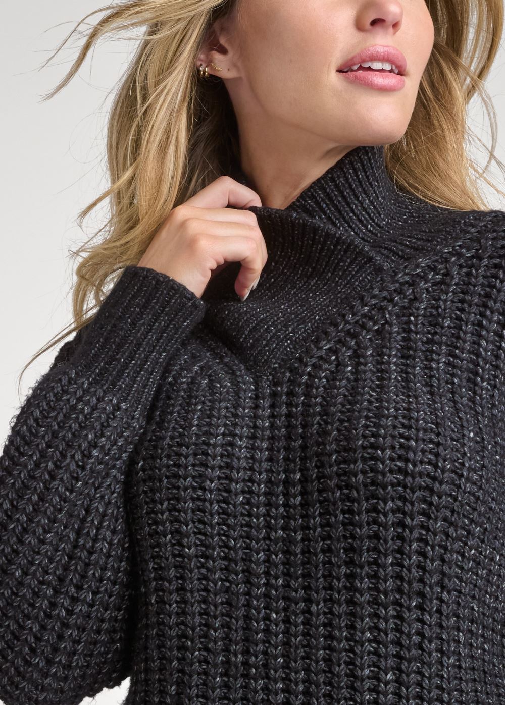 Venus VENUS | Wrapped Turtleneck Sweater in Black Multi
