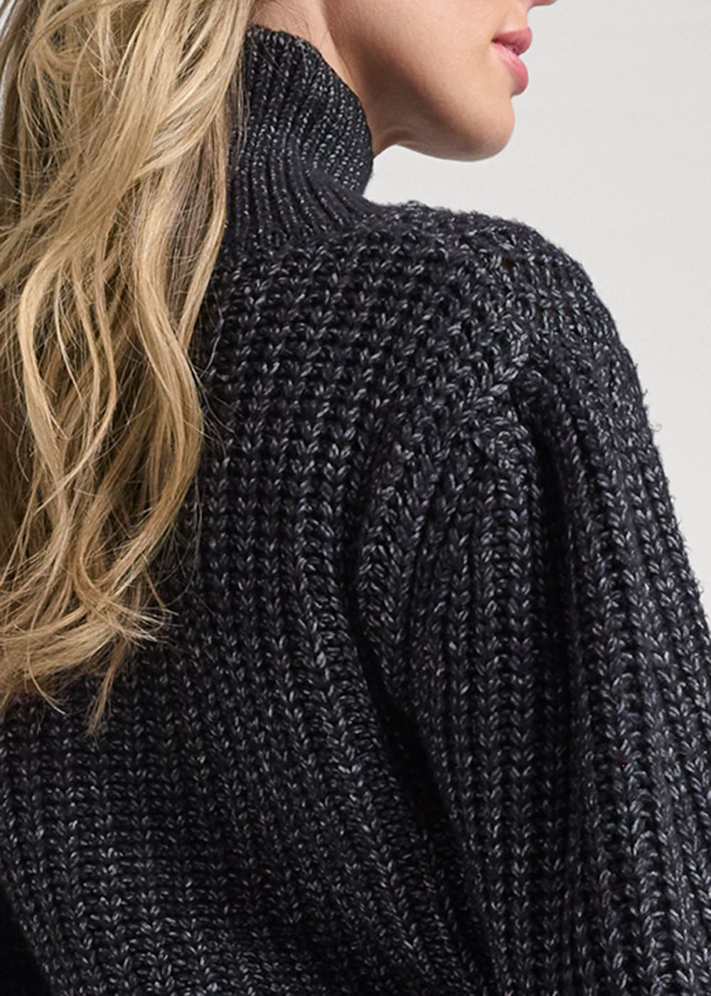 Venus VENUS | Wrapped Turtleneck Sweater in Black Multi