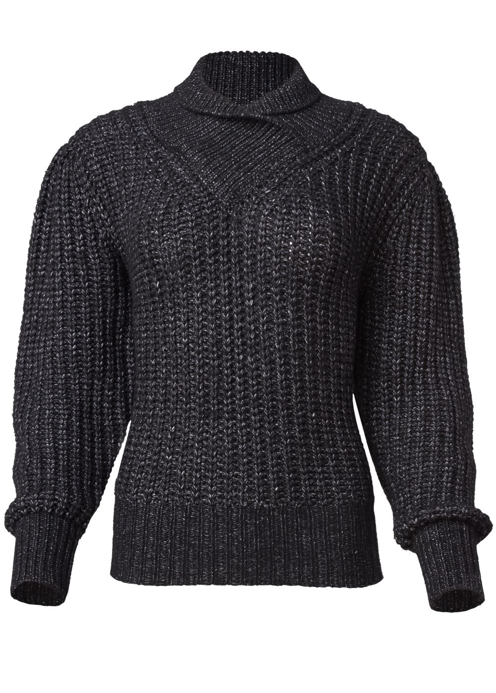 Venus VENUS | Wrapped Turtleneck Sweater in Black Multi