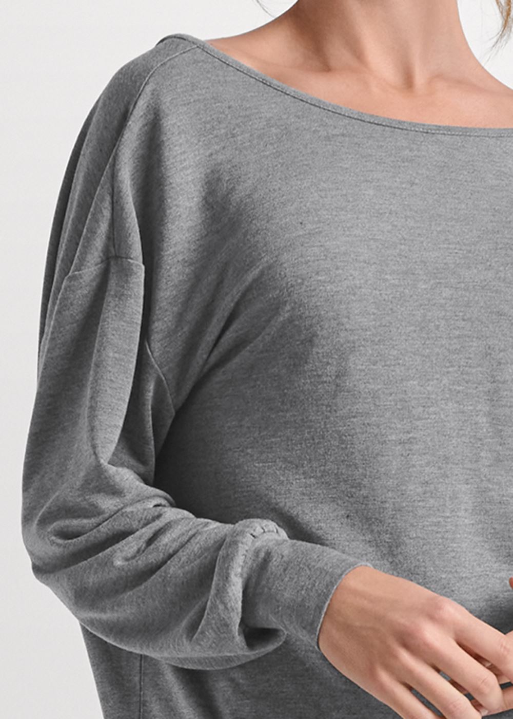 Venus Drop-Back Pearl Sweatshirt in Heather Grey