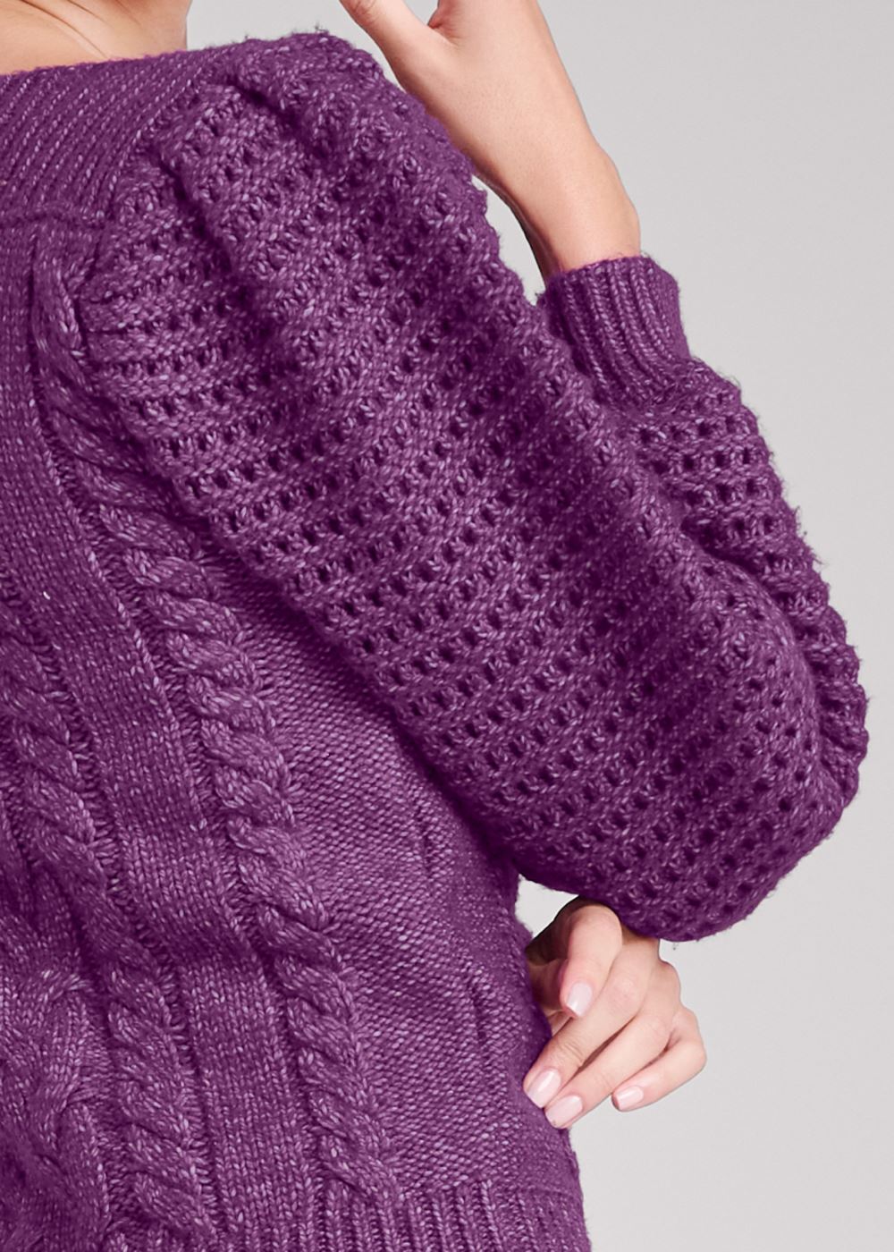 Venus VENUS | Cable Knit Sweater in Purple