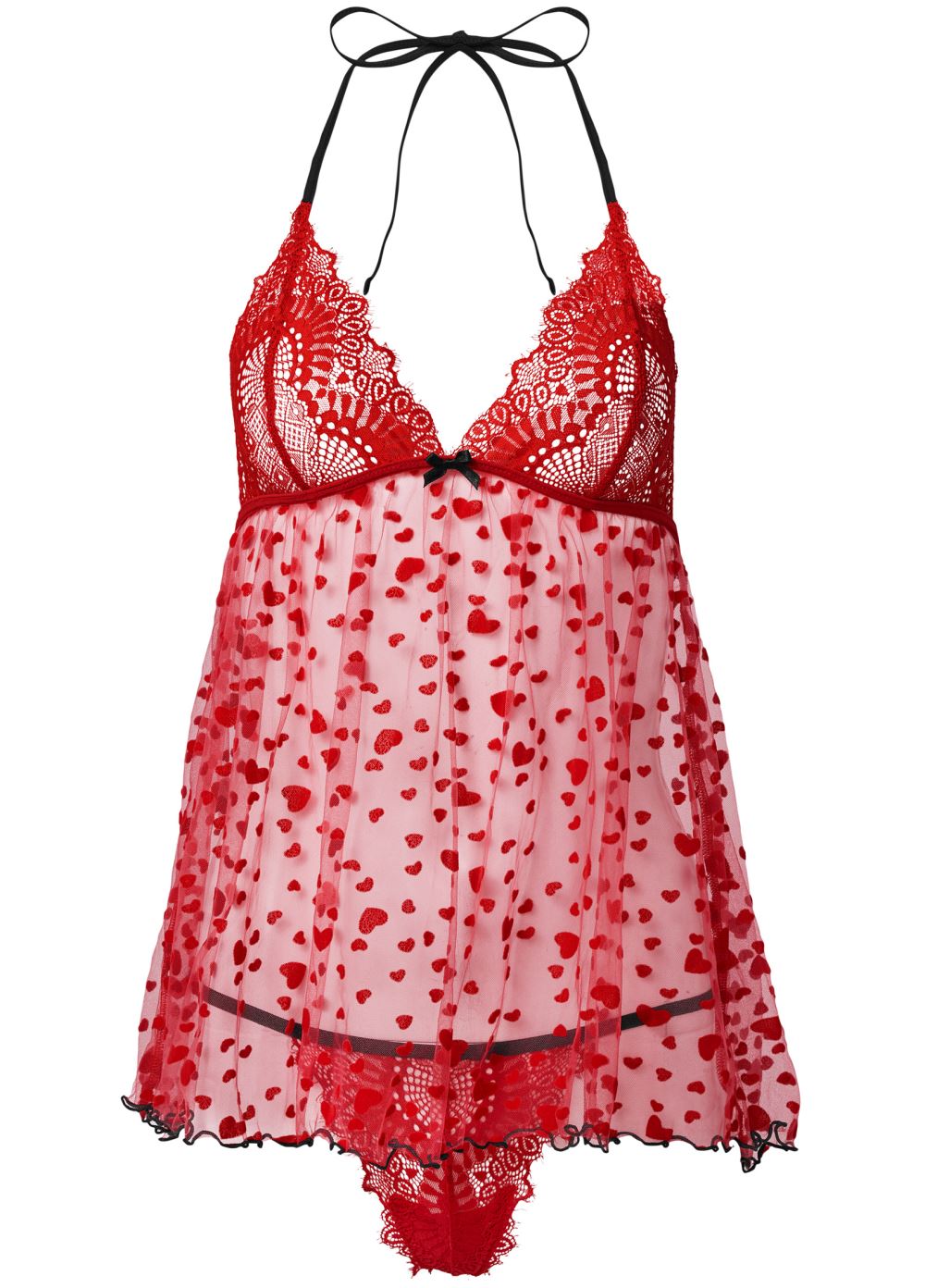 Venus Red HEART PRINT BABYDOLL SET