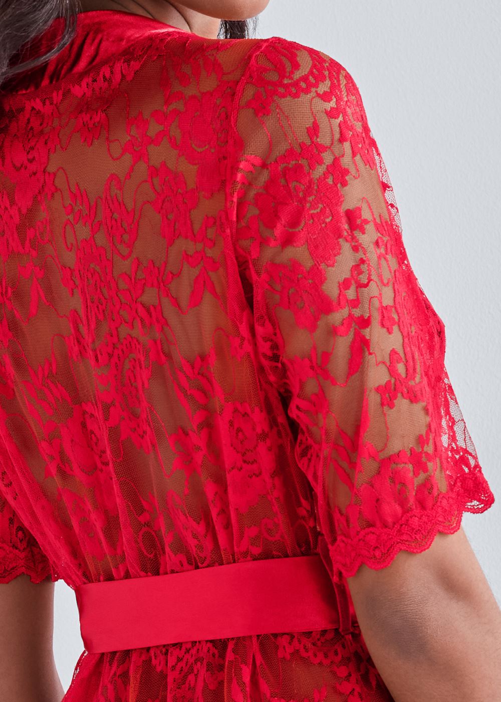 Venus Red LACE ROBE AND G-STRING SET