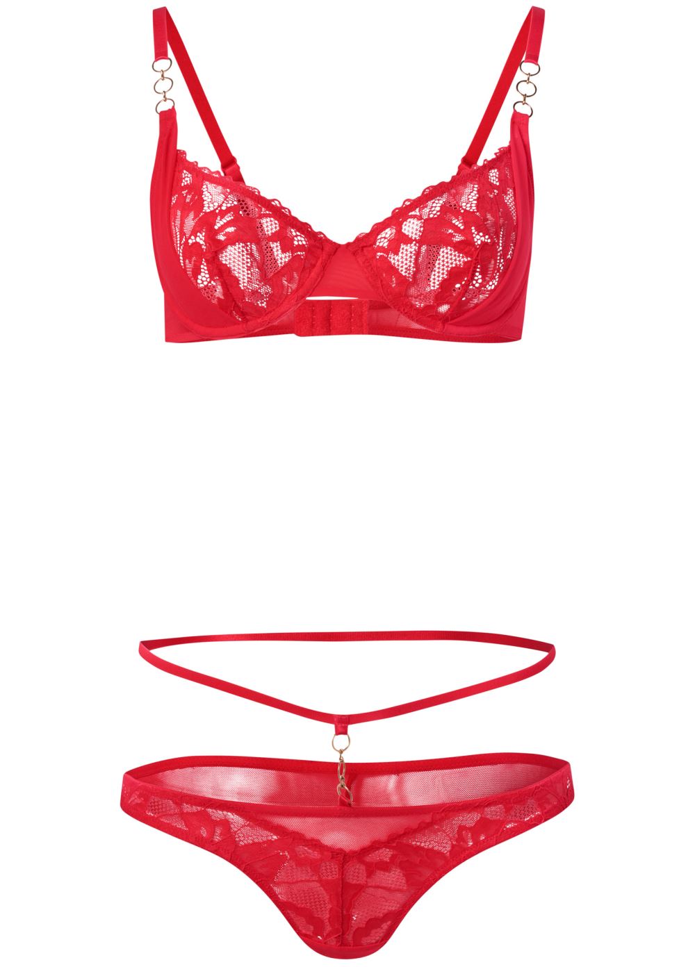 Venus Red CUTOUT BRA AND PANTY SET