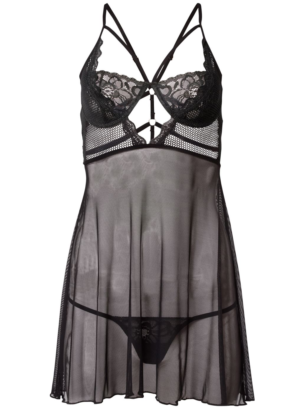 Venus Black STRAPPY SHEER BABYDOLL