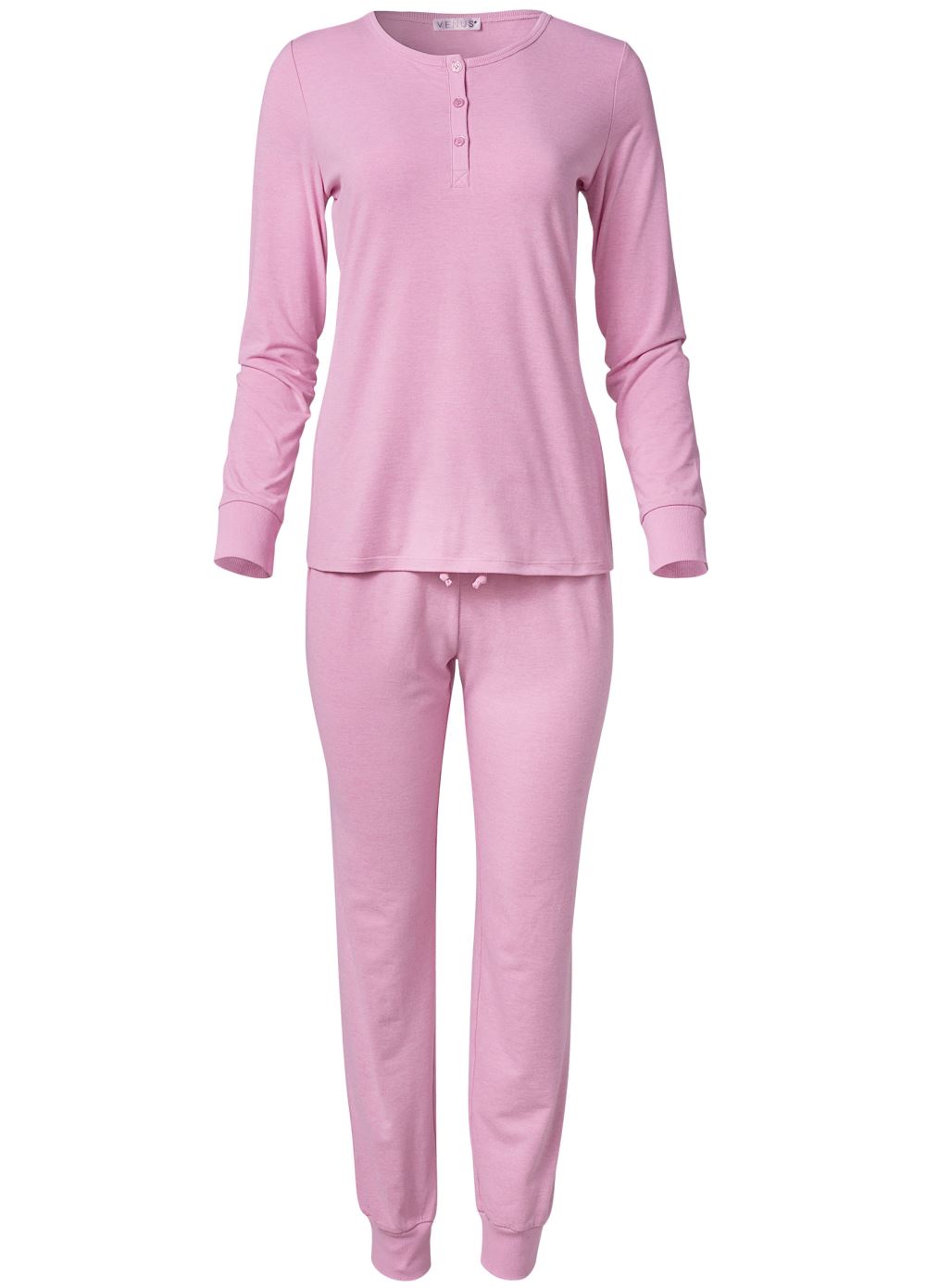 Venus Heathered Pink HENLEY PAJAMA SET