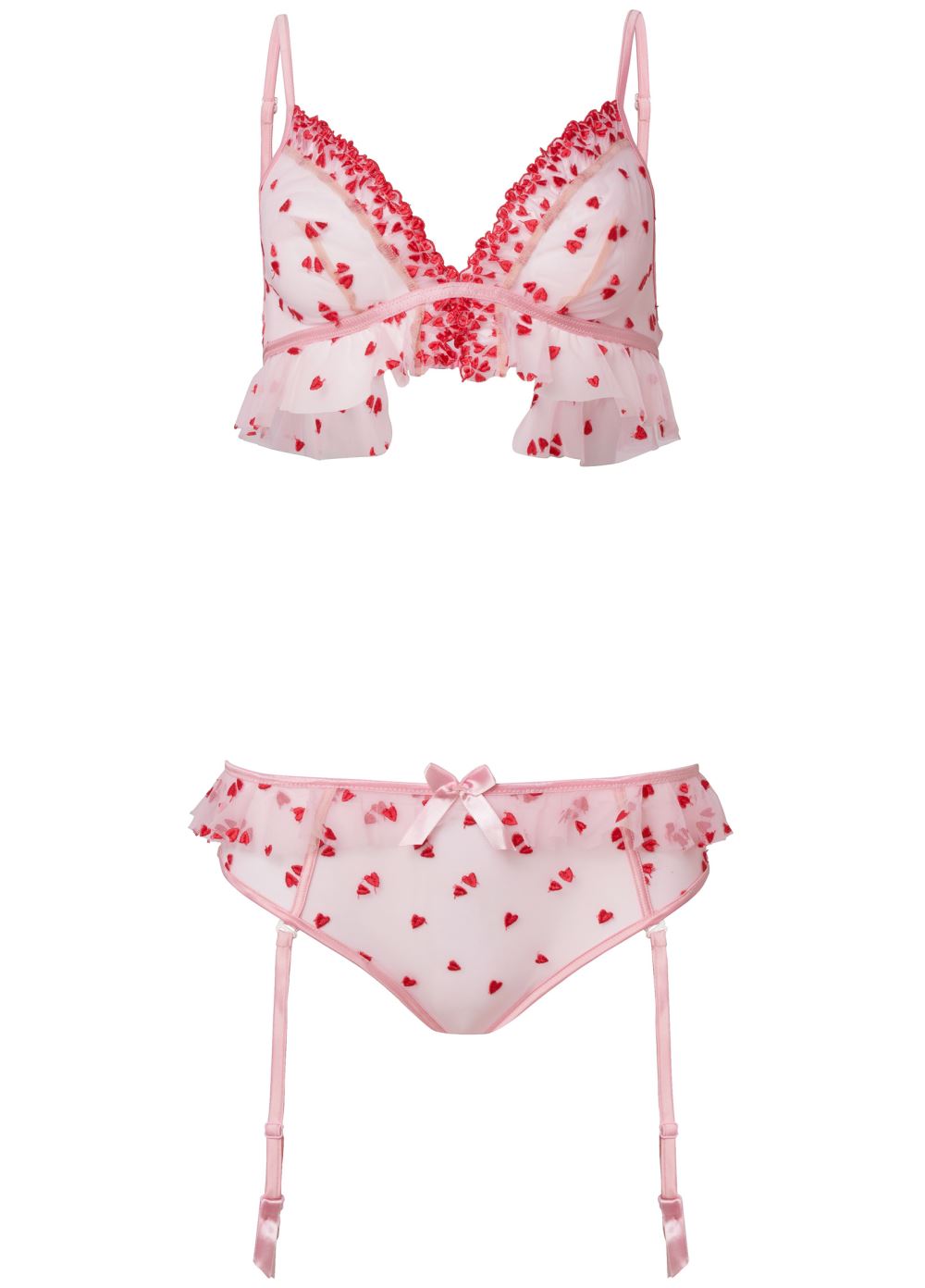 Venus Pink & Red HEART PRINT BRA/PANTY SET
