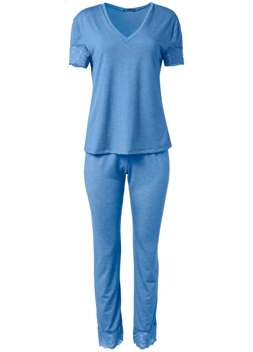 Venus Heathered Blue TOP AND PANTS PAJAMA SET