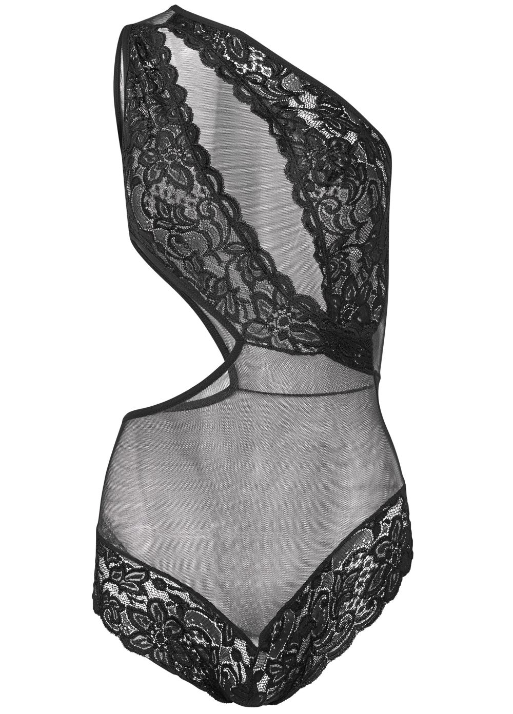 Venus Black SHEER LACE CUTOUT BODYSUIT