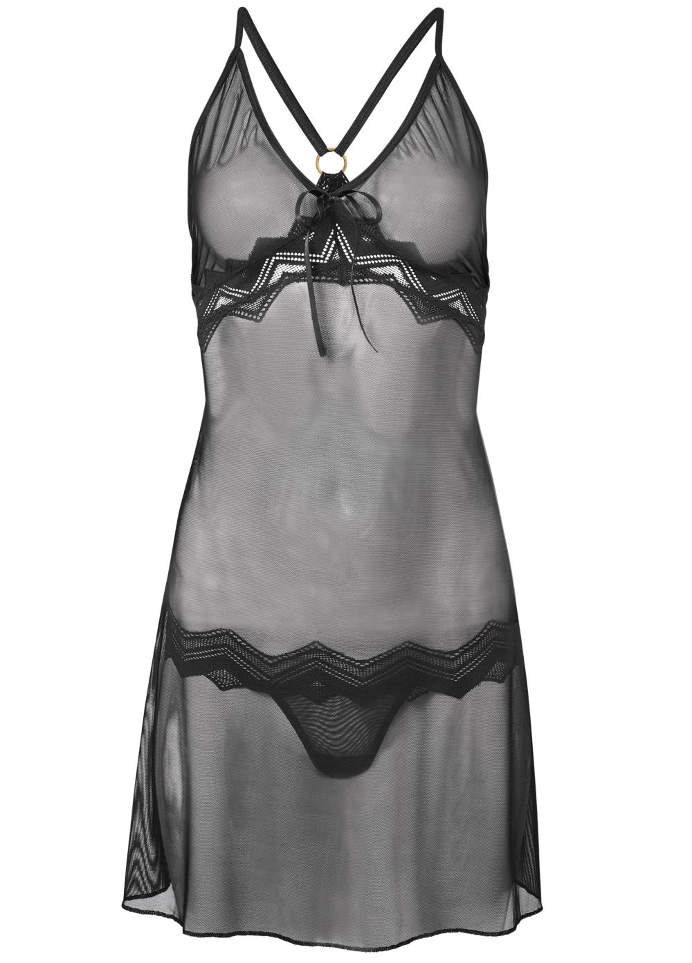 Venus Black SHEER BABYDOLL WITH LACE