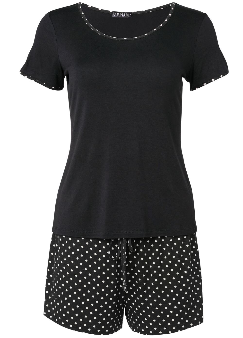 Venus Black & White Tee and shorts pajama set