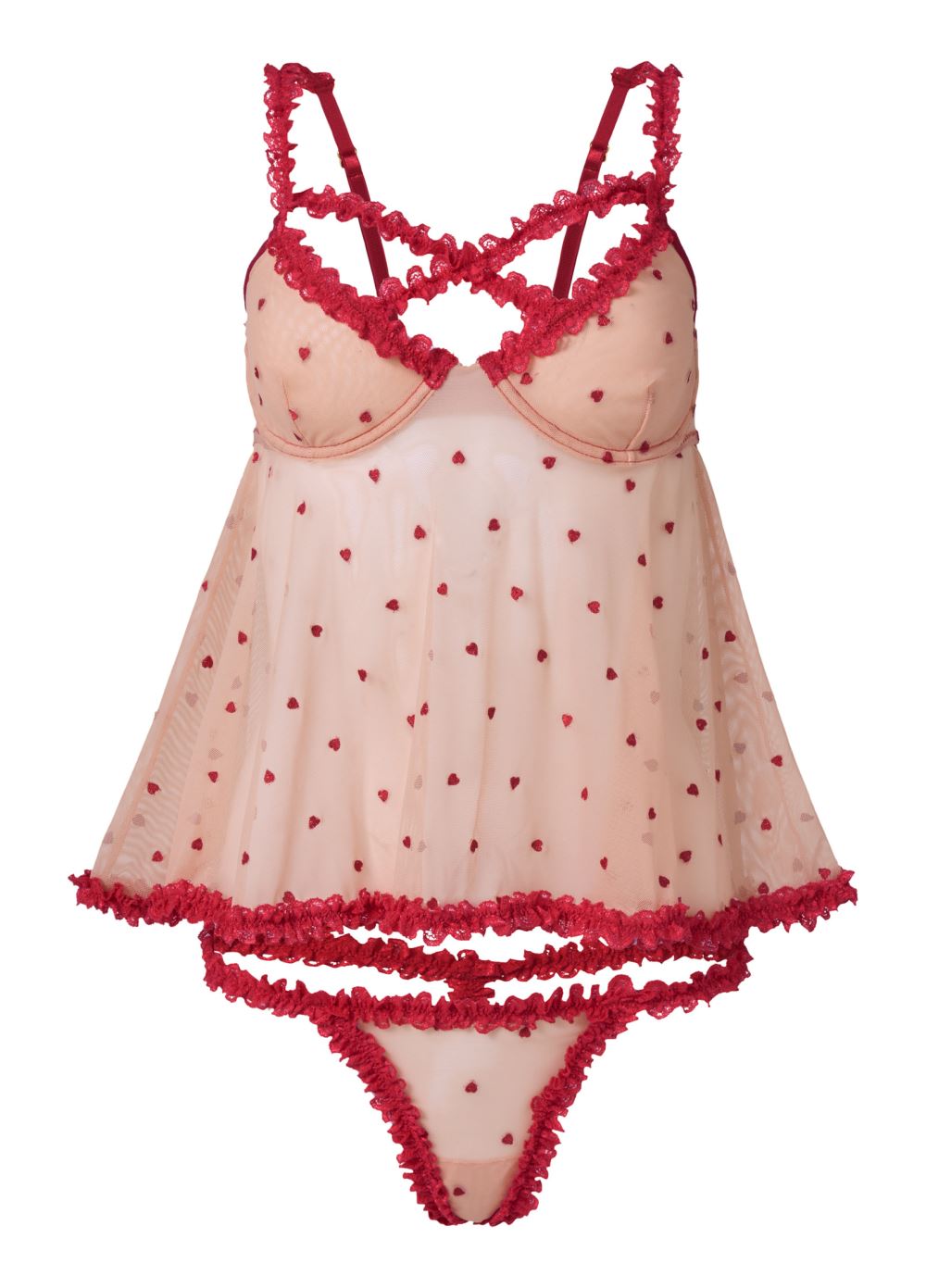 Venus Heart Multi RUFFLE TRIM BABYDOLL