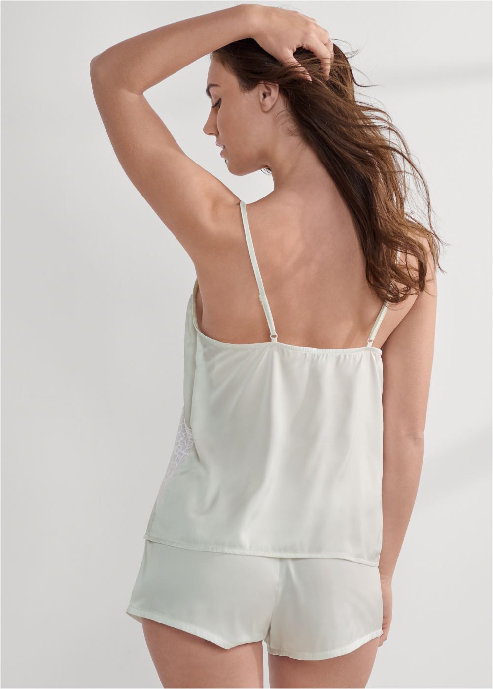 Venus White LACE DETAIL SATIN PAJAMA SET