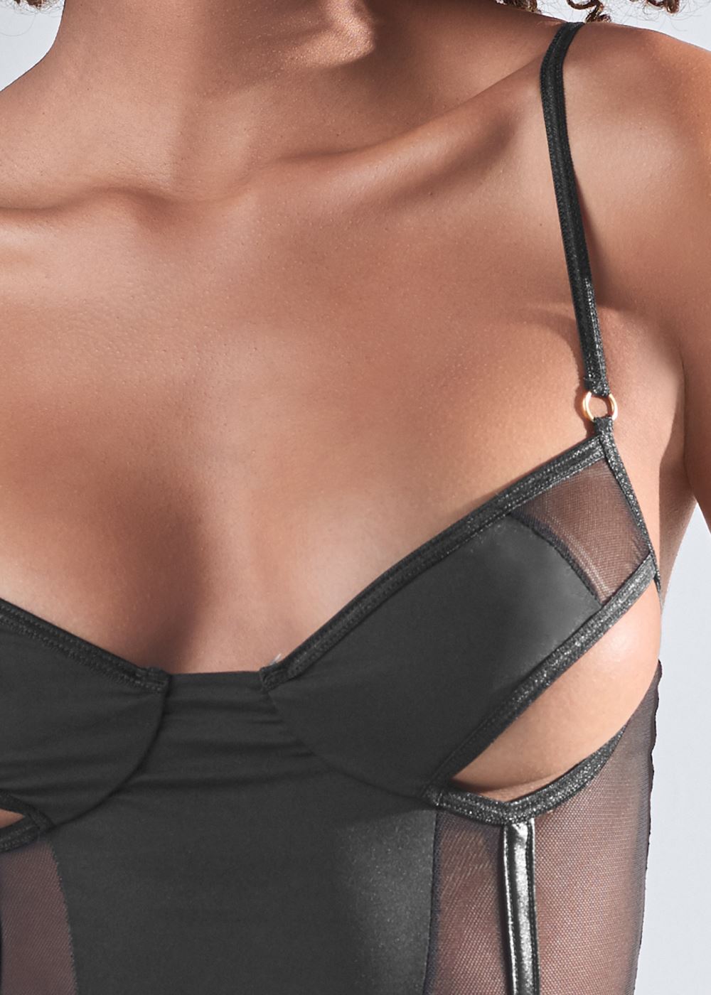 Venus Black OPEN CUP BUSTIER WITH PANTY