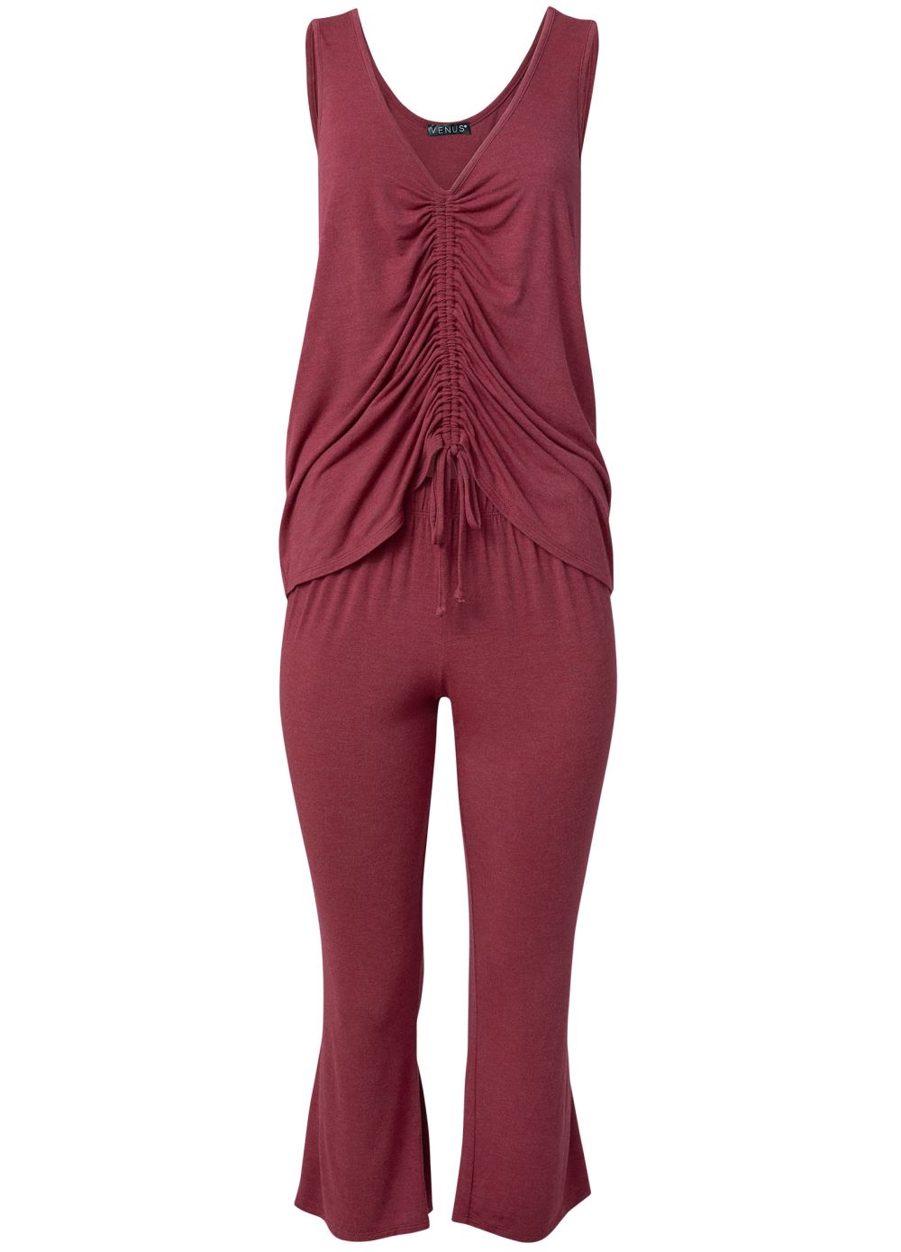 Venus Heathered Burgundy CAPRI PAJAMA SET