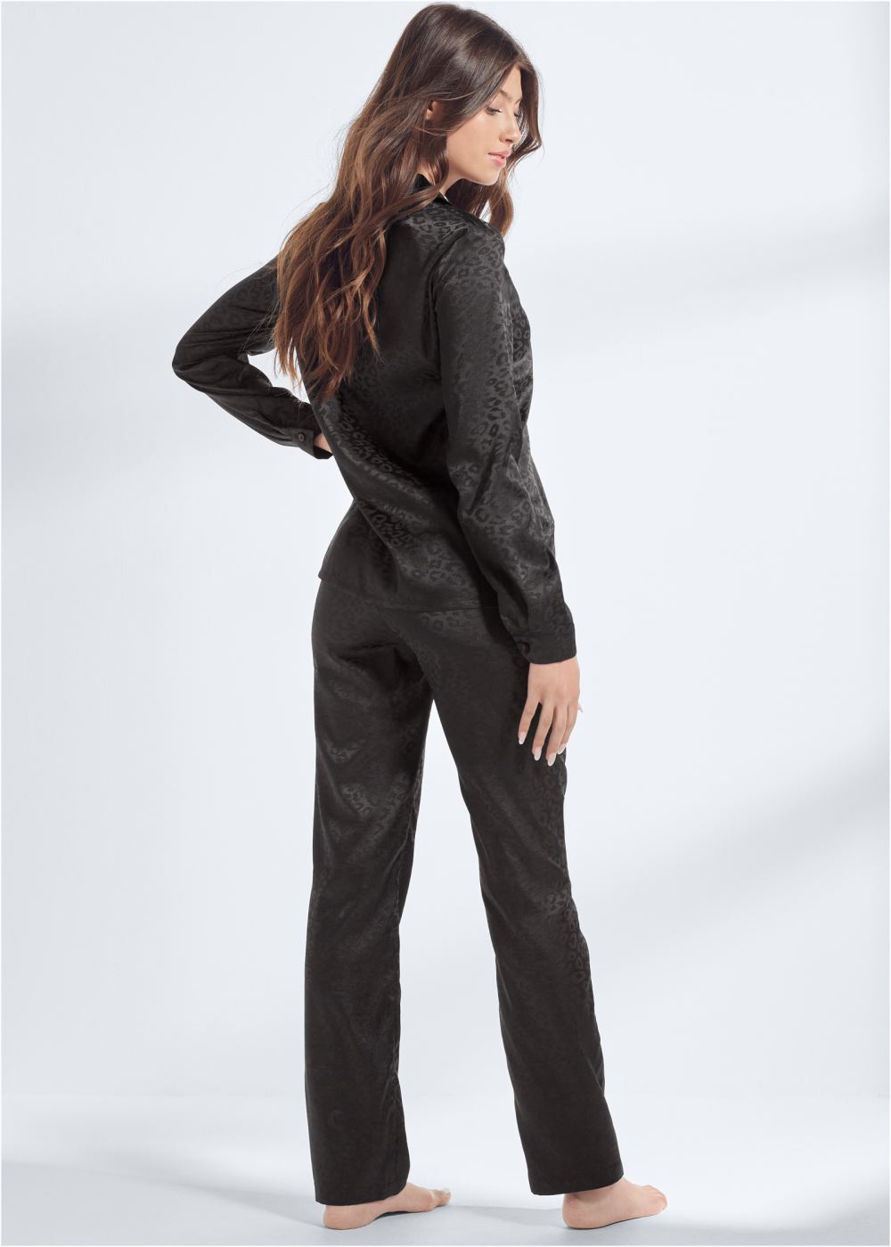 Venus Midnight Cat JACQUARD SATIN PAJAMA SET