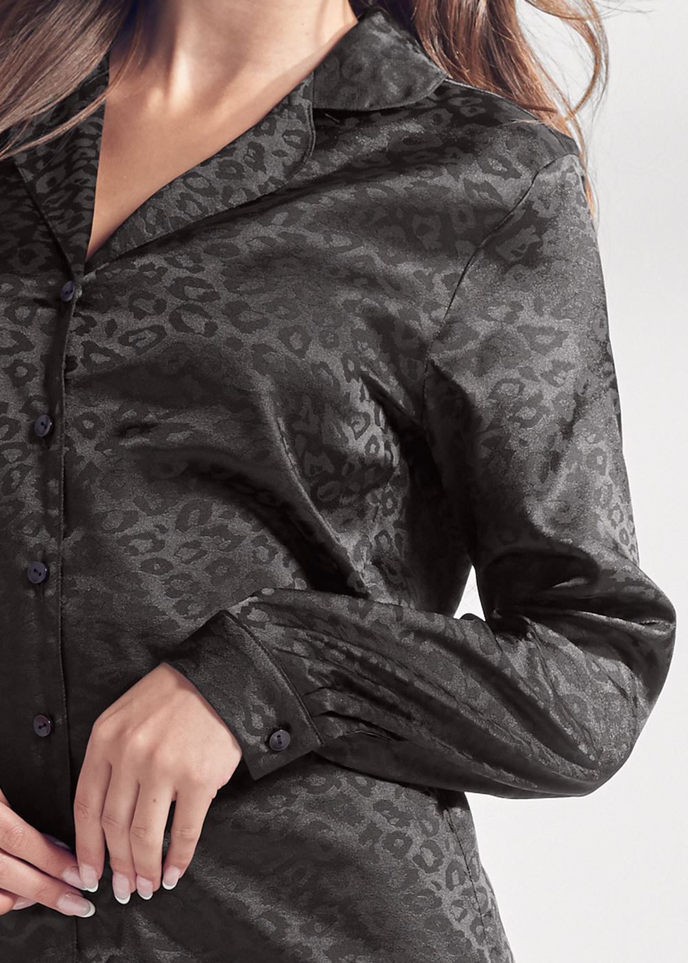 Venus Midnight Cat JACQUARD SATIN PAJAMA SET