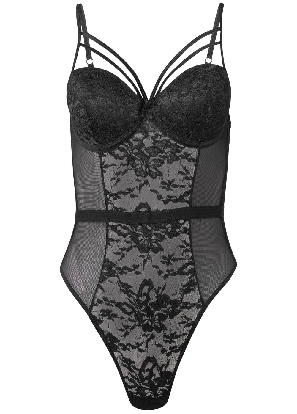 Venus Black STRAPPY TEDDY WITH CUPS